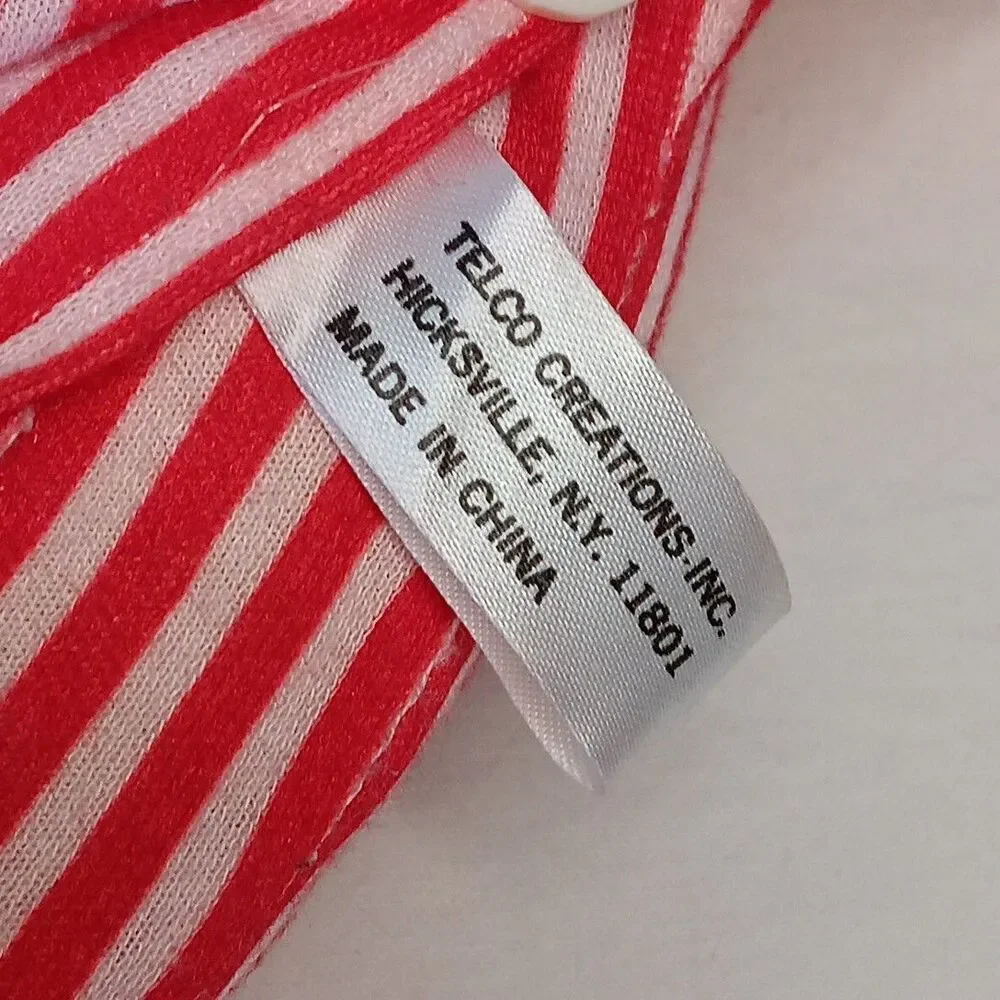 Telco Creations Sleeping Baby Doll Red White Pajamas Cloth And Wire Body